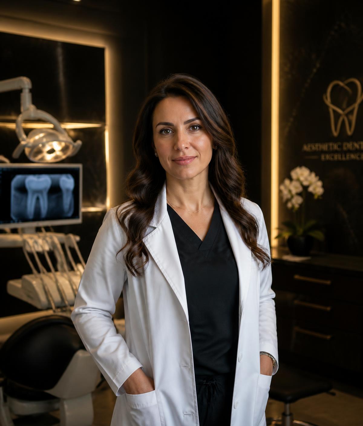 Profesional médica en una clínica odontológica de estética premium